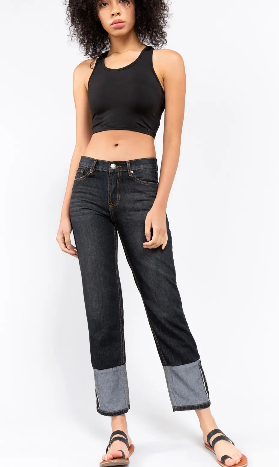 Black Denim Wide Cuff Jeans 1
