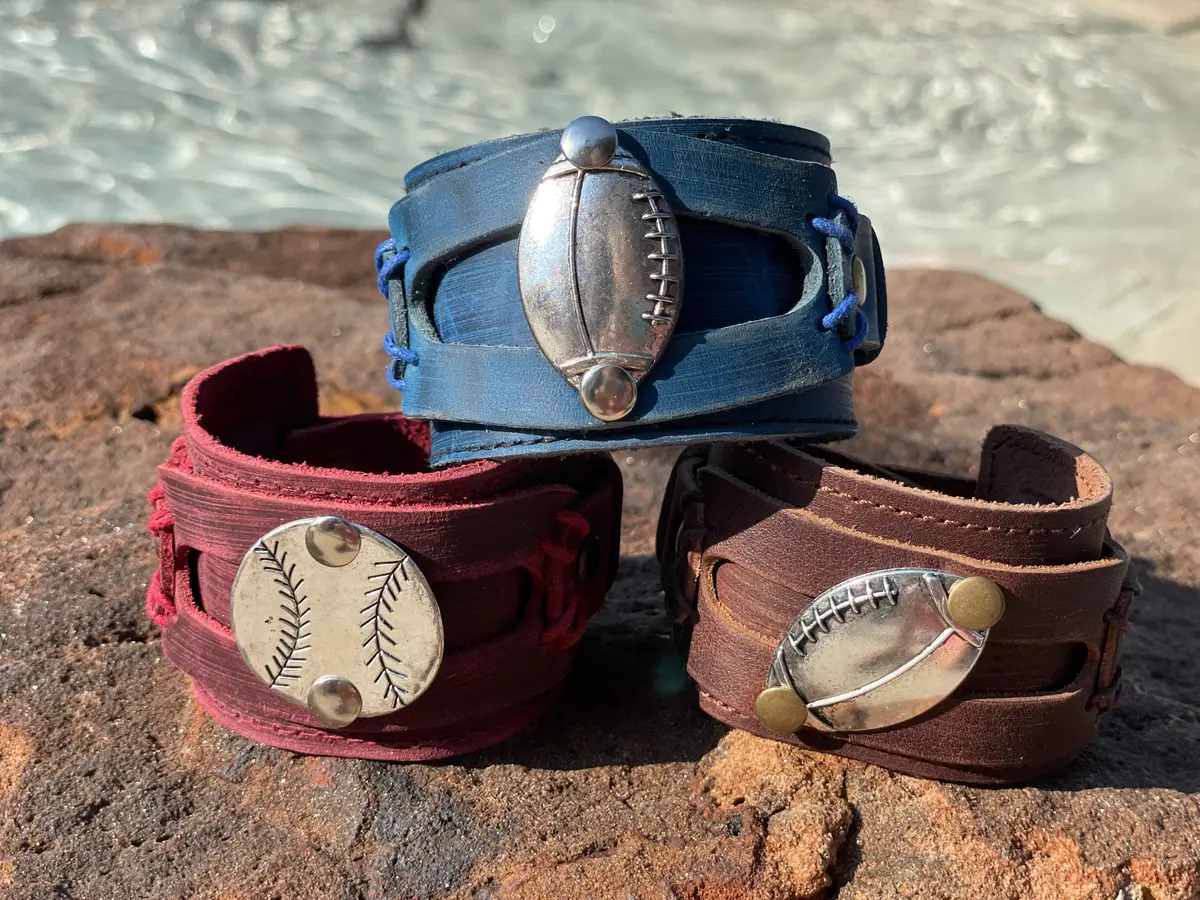 Leather Soccer & Football Cuff Bracelets 1