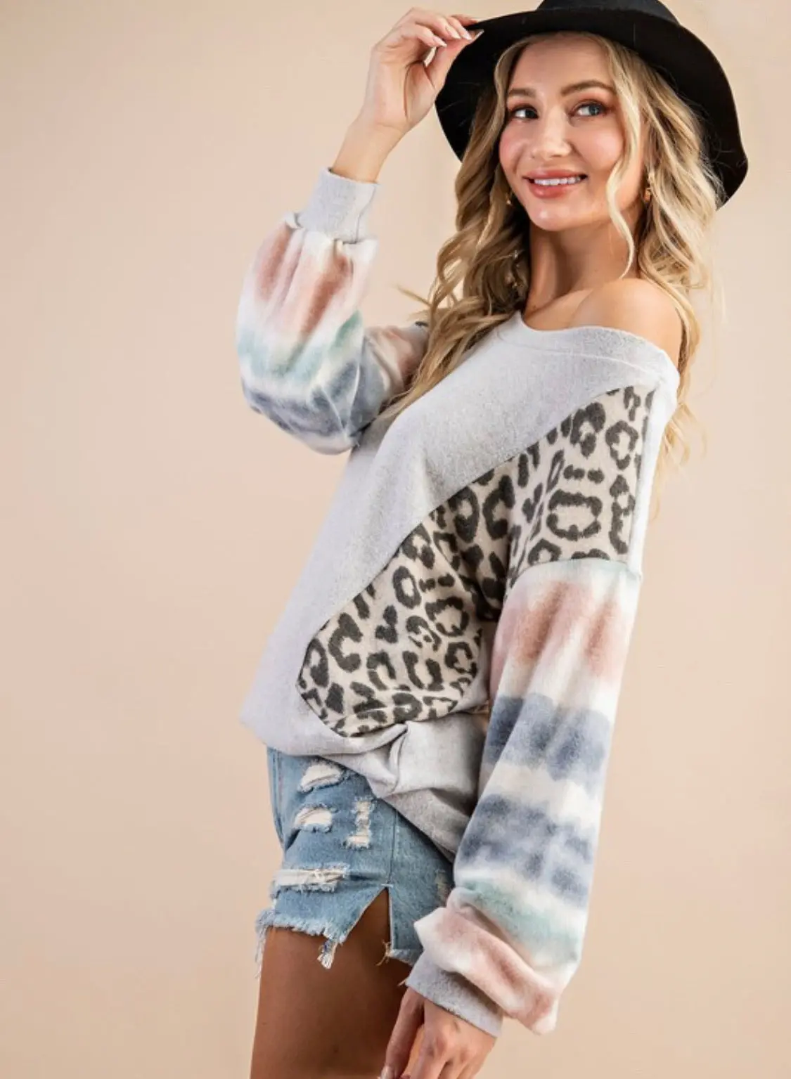Tie Dye & Leopard Sweater 1