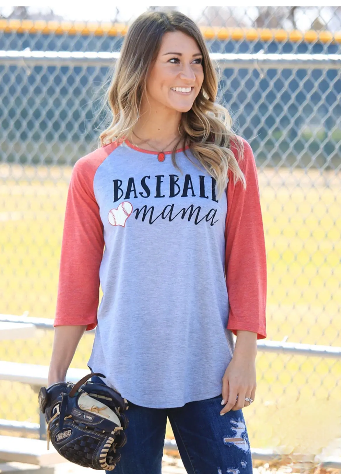 Baseball Mama 3/4 Sleeve Raglan 1