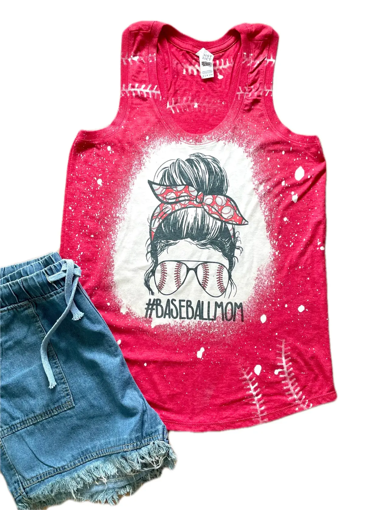 Baseball Mom Bleached Tank 1