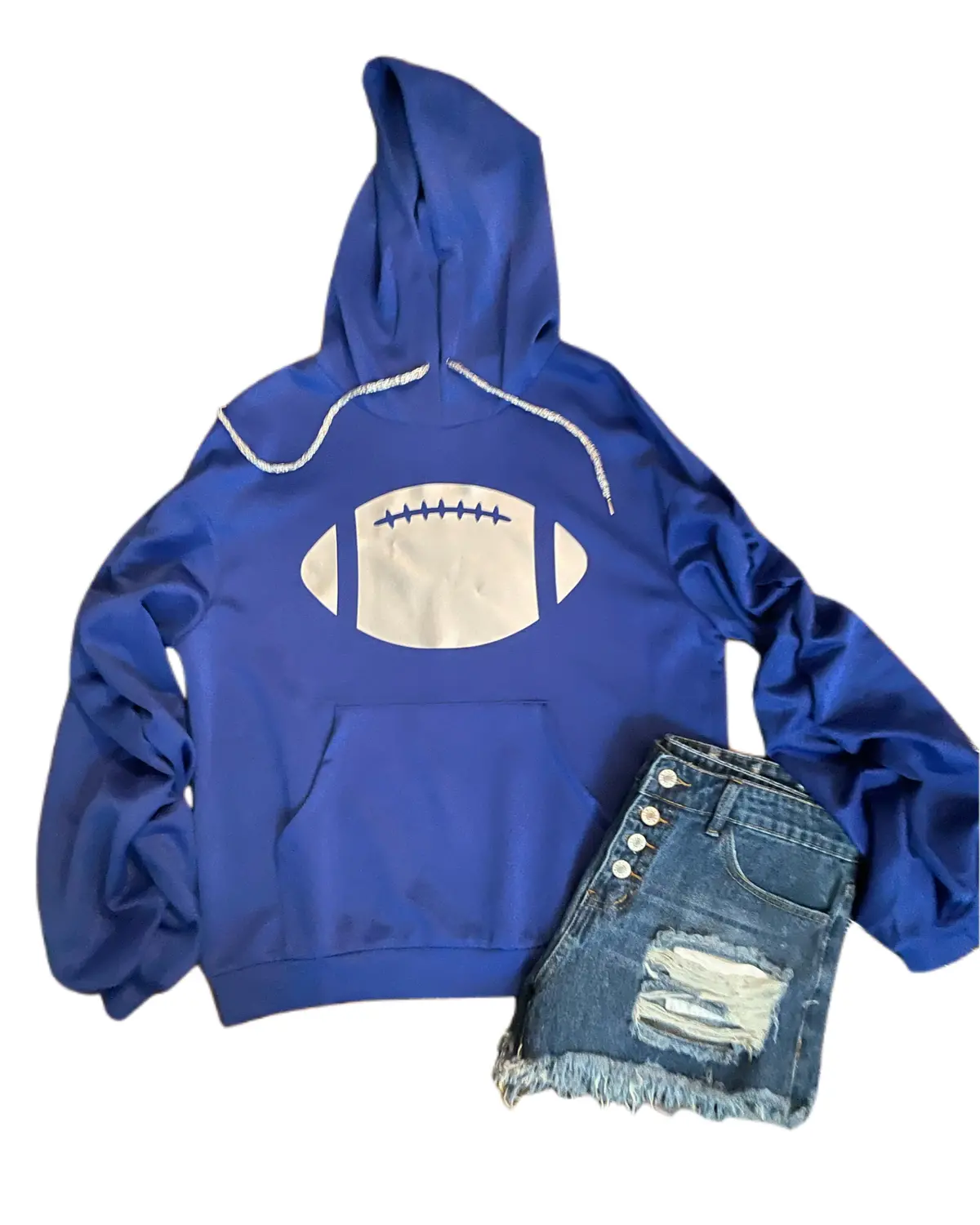Ruched Sleeve Football Hoodie 1