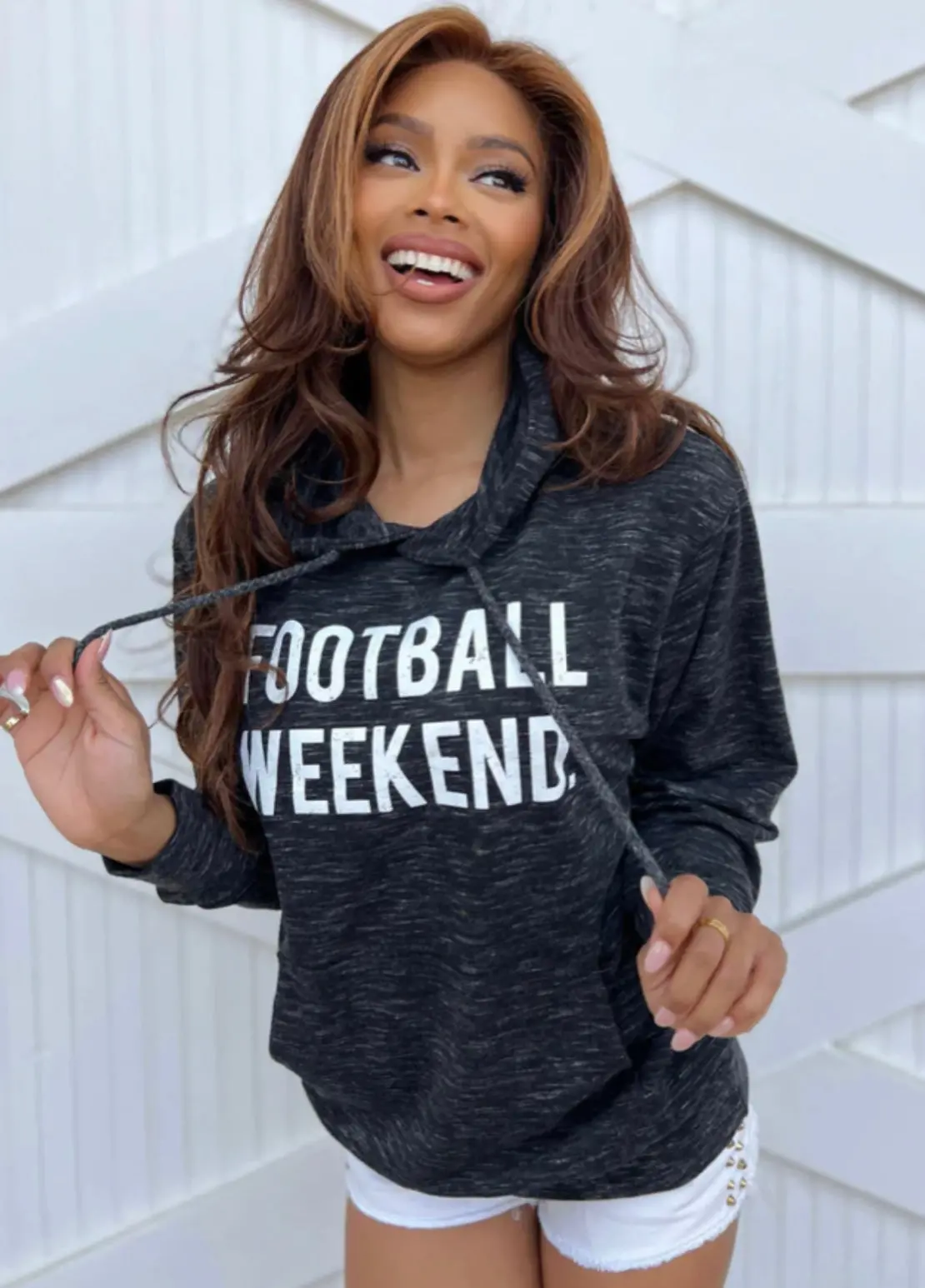 Football Weekend Marled Black Kangaroo Pocket Hoodie 1
