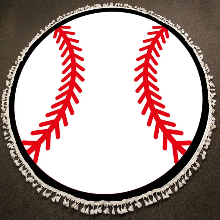 Round Baseball Game Day Towel Blanket 1