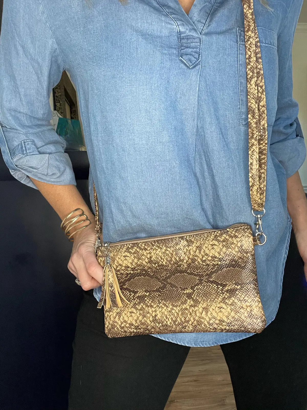 Snake Print Clutch/Crossbody 1