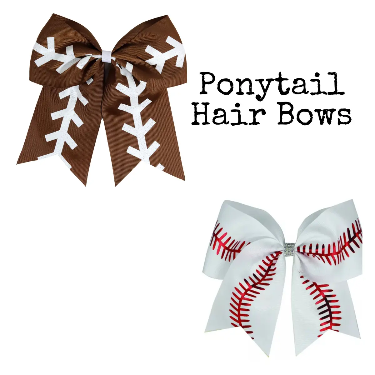 Sports Hair Bows (Football & Baseball) 1