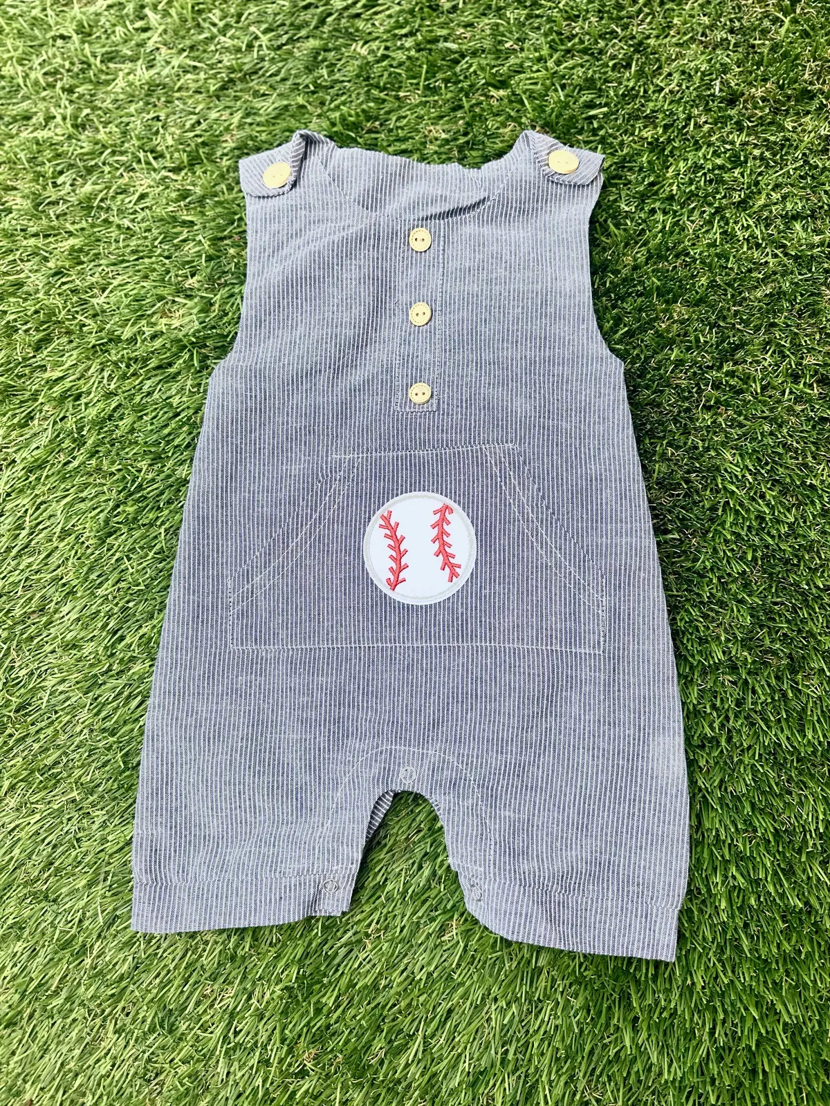 Striped Baseball Romper 1