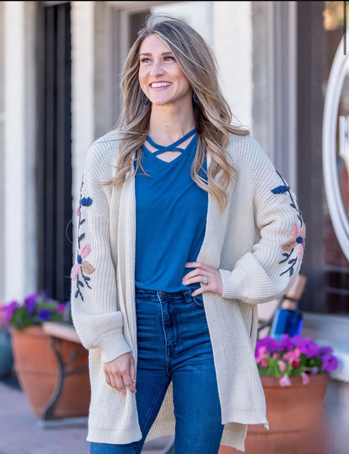 Not Your Grandmother’S Cardigan (Blue Or Cream) 3