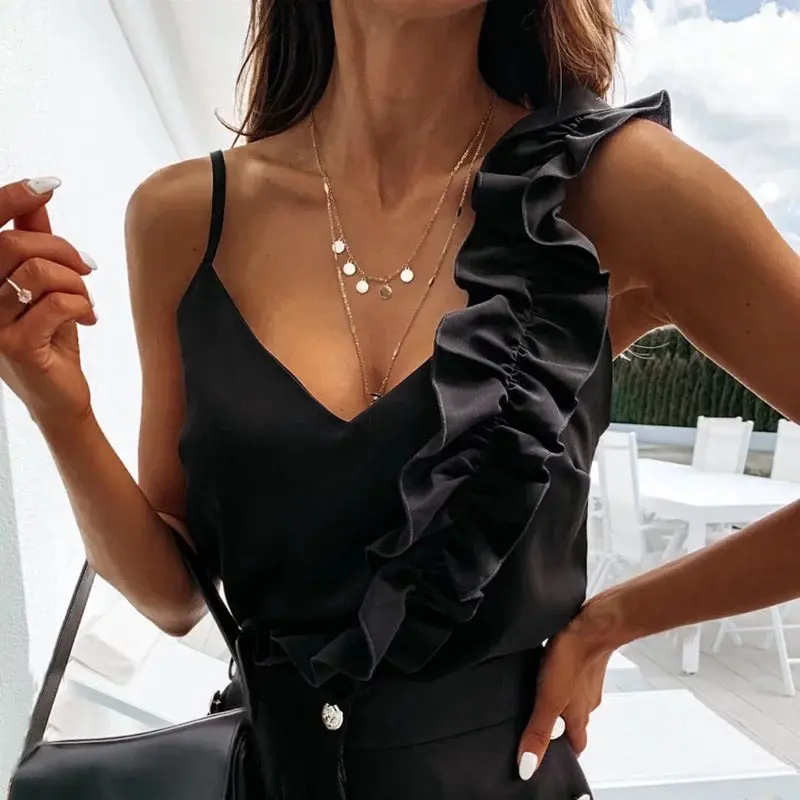 Ruffled Heather Sleeveless Camisole Top 1
