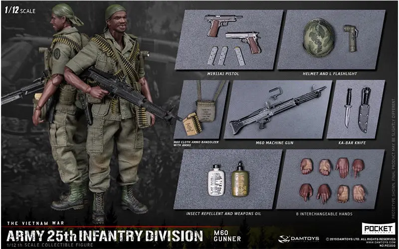 Damtoys Pes010 1/12 25Th Infantry Division M60 Gunner 6-Inch Figure 1