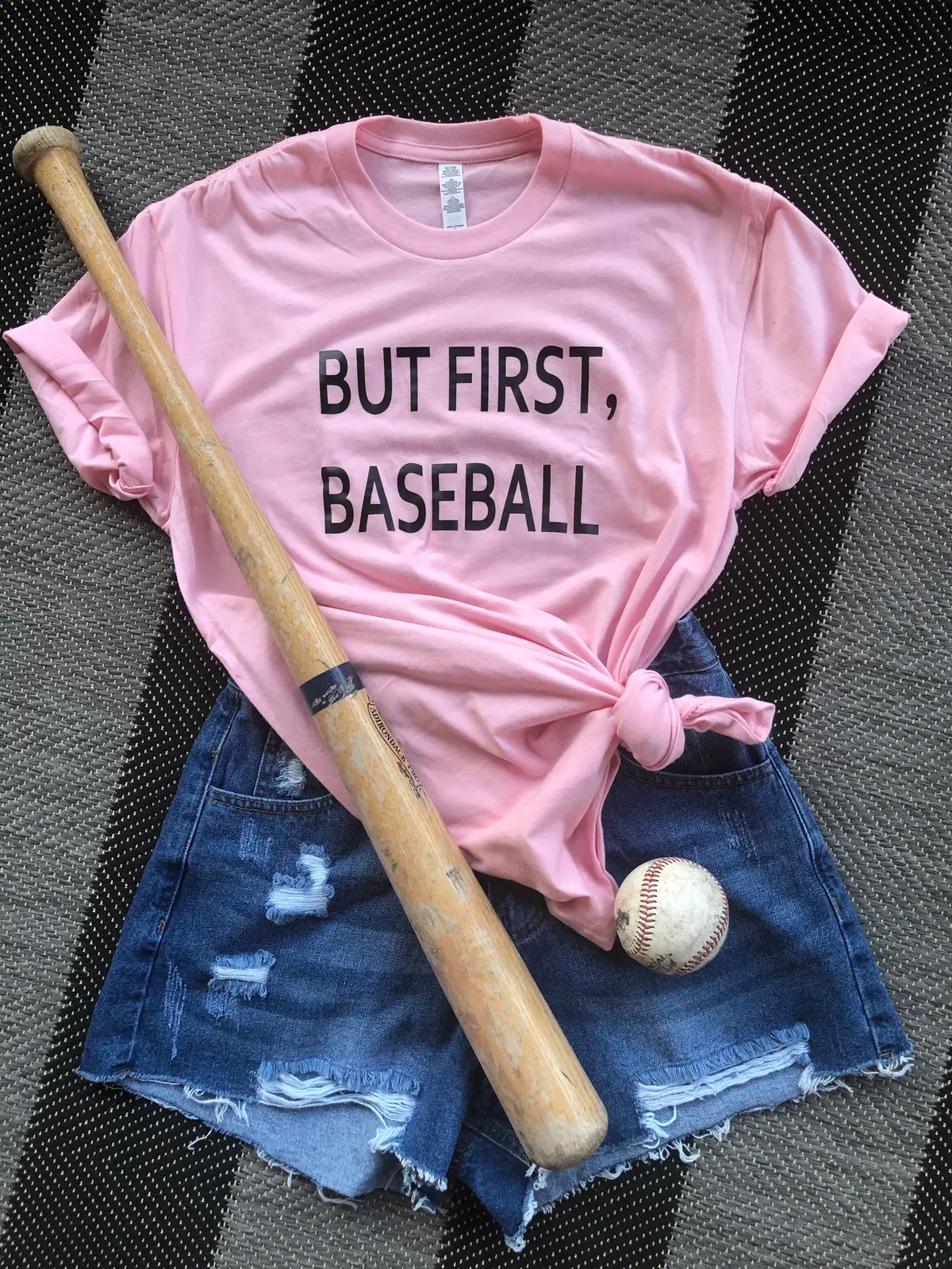 But First, Baseball Tee In Pink 1