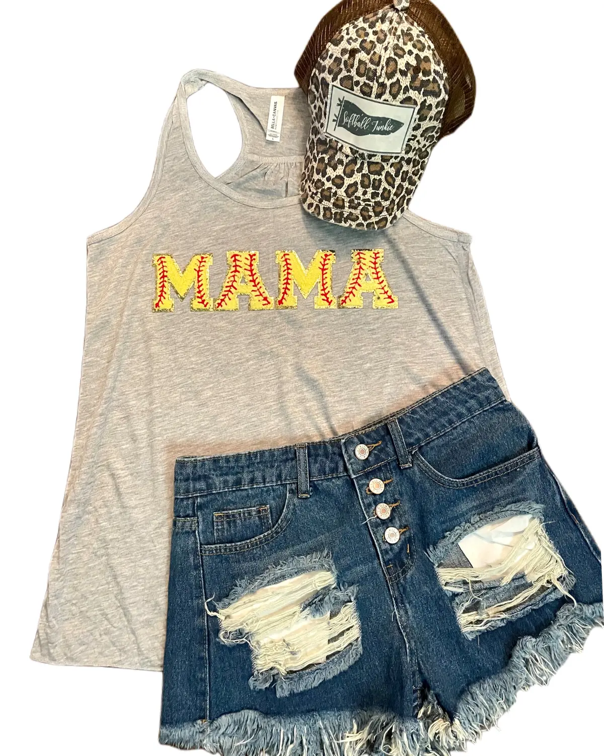 Softball Chenille Patch Mama Tank 1