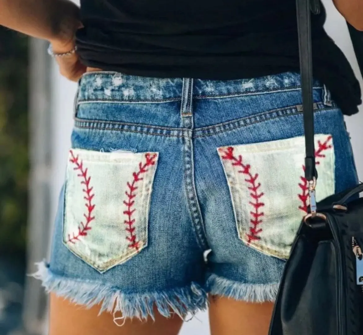 Denim Baseball Laced Shorts 1