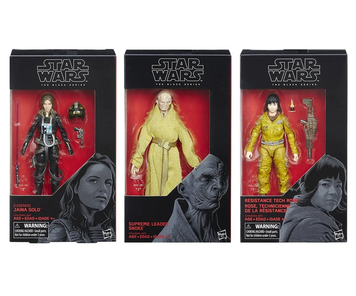 Star Wars Black Series - (3-Figure Set) Jaina Solo, Snoke, Rose 6-Inch Figures 1