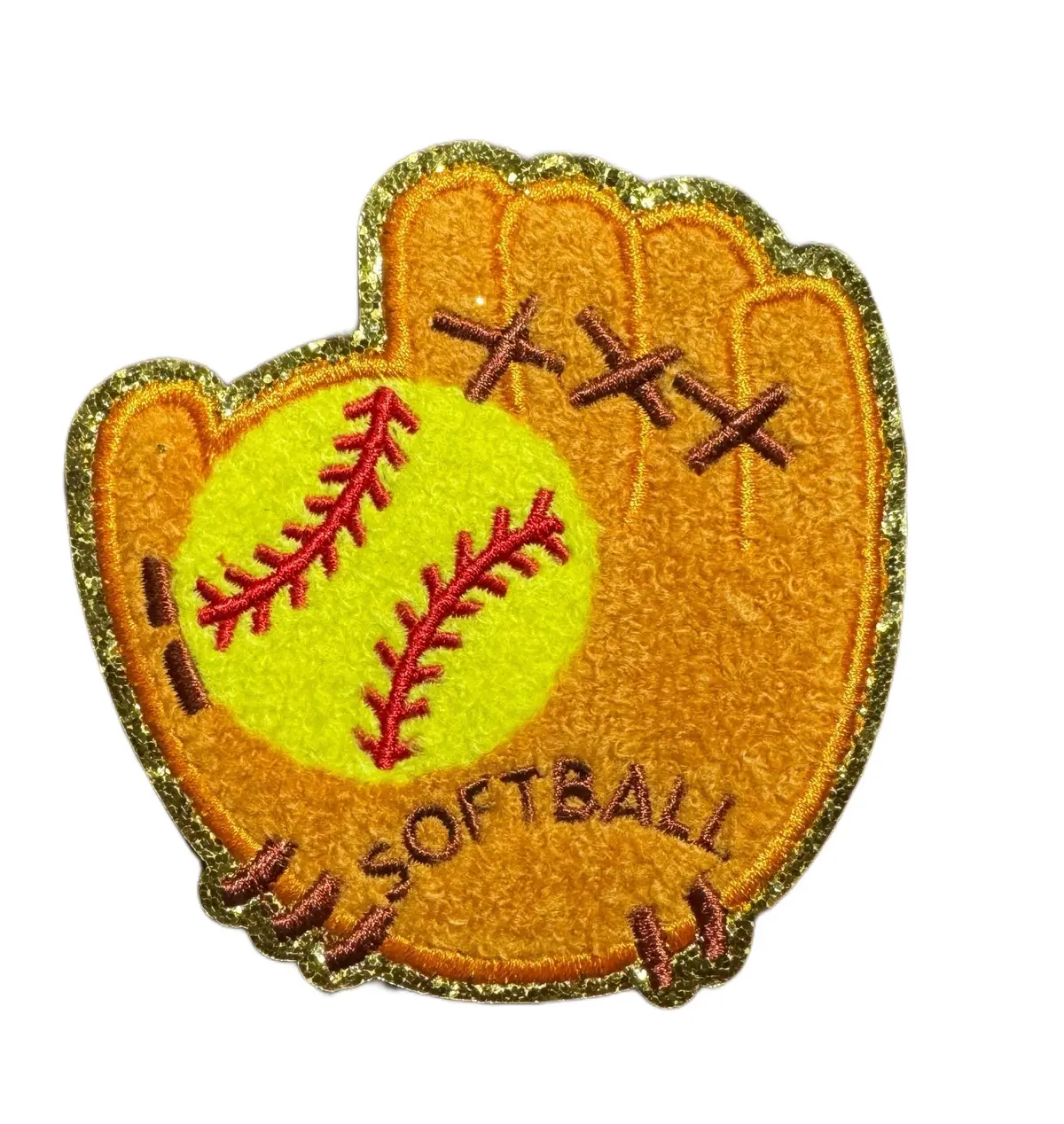 Large Glove & Ball Iron On Patch 1