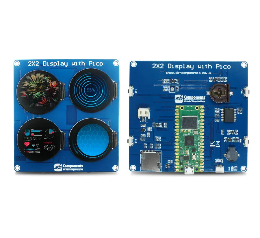 2X2 Display Board Powered With Esp32 S3 Wroom-1 /Raspberry Pi Pico 1