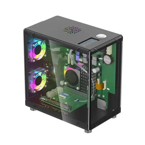Mini Pc Case With 1.3” Oled Screen For  Raspberry Pi 5 & Jetson Orin Nano Case 1