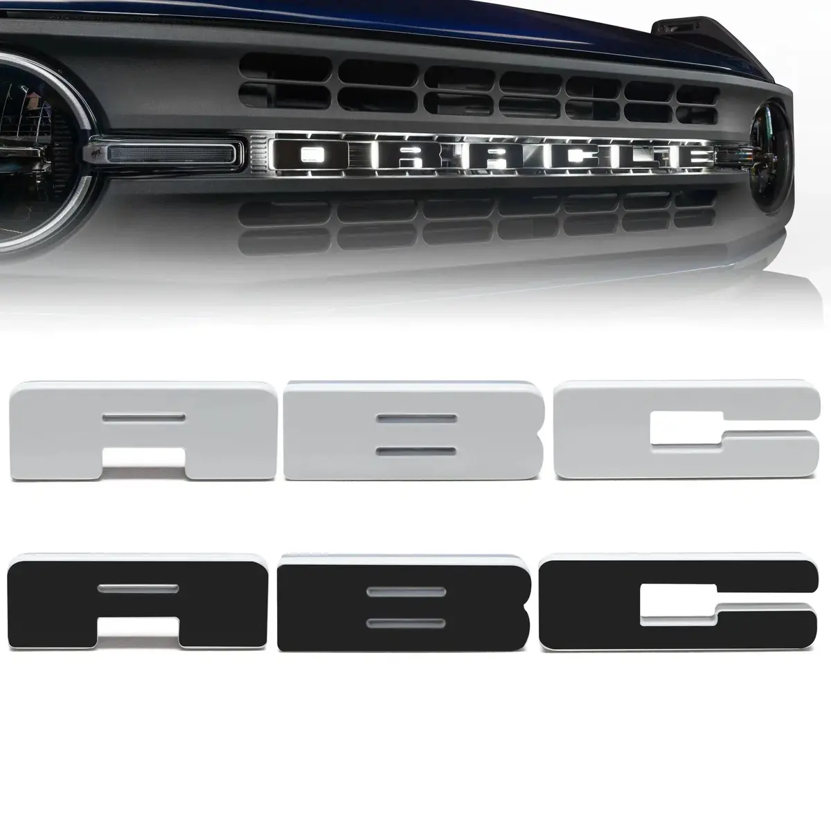 Oracle Lighting Universal Illuminated Led Letter Badges - Matte Black Letters W/ White Led For 2021+ Ford Bronco 1