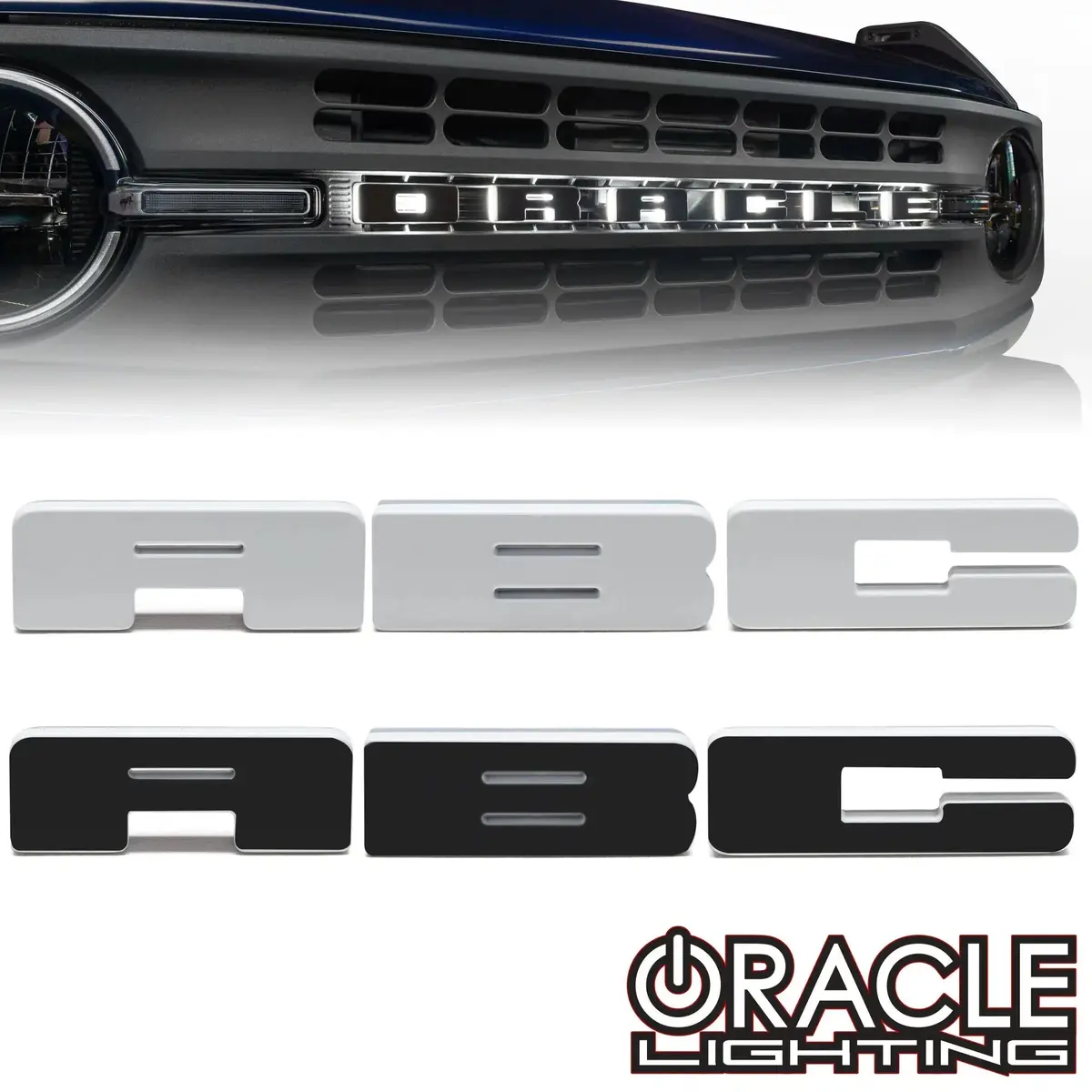 Oracle Lighting Universal Illuminated Led Letter Badges - Matte White Letters W/ White Led For 2021+ Ford Bronco 1