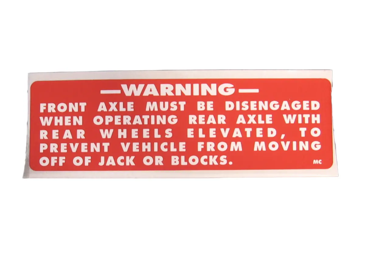 Decal Warning Front Axle - Scout Ii 1
