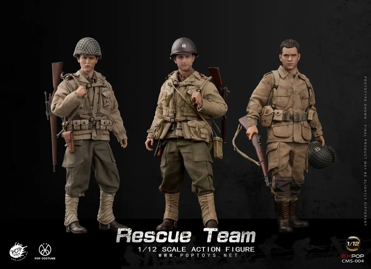 Poptoys 1/12 Cms004 Wwii Us Rescue Squad Captain/Shooter/Soldier (3 Figure Set) 1