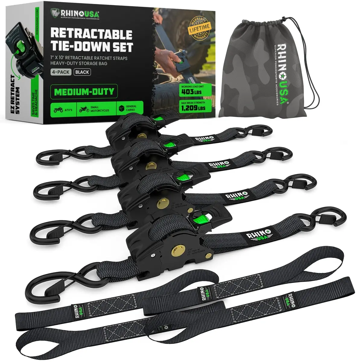 Rhino Usa 5Ft E-Track Tie-Down Rails, Black (4 Pack) | Td-Etrail5-4Pk-Blk 1