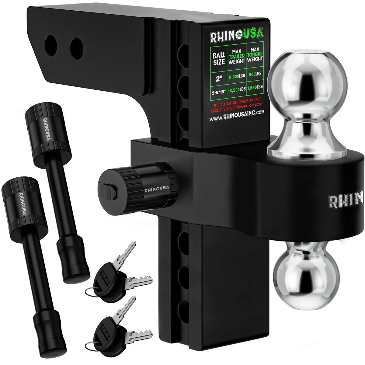 Rhino Usa 8In Heavy Duty Drop Hitch - 2.5In (Black) | Rg-Htdrop2.58-Blk 1