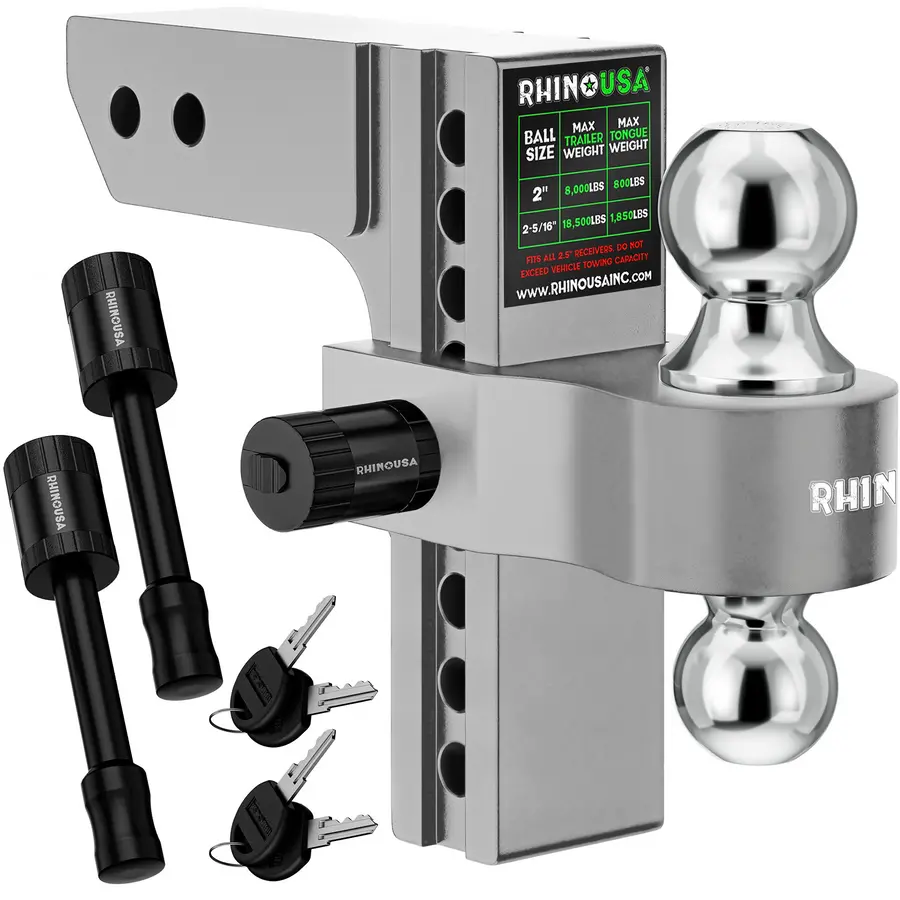 Rhino Usa 6In Heavy Duty Drop Hitch - 2.5In (Silver) | Rg-Htdrop2.56-Svr 1
