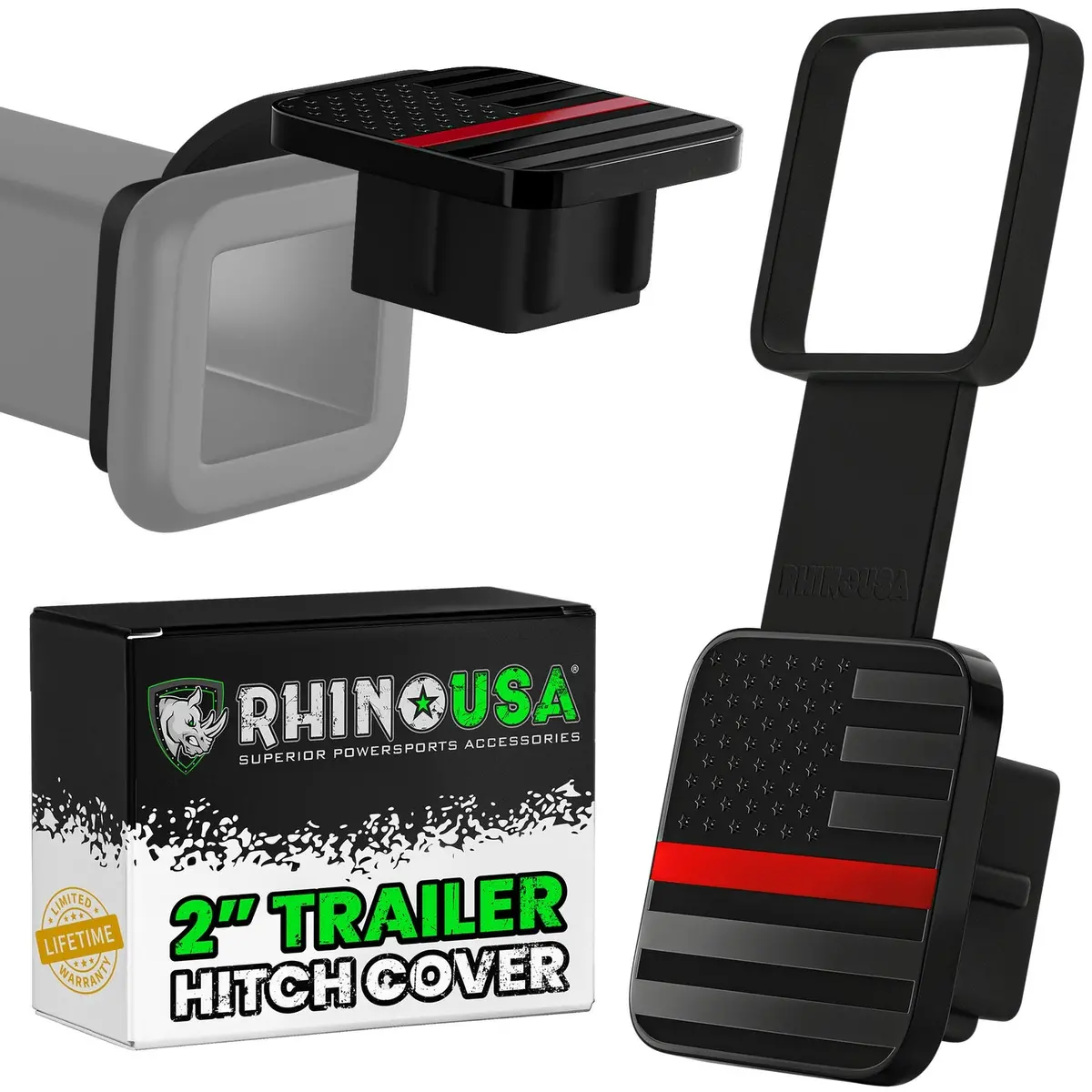 Rhino Usa 2In American Flag Hitch Cover - Black & Red | To-Htcvrusa-Red 1