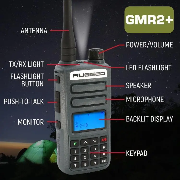 Rugged Radios 2 Pack - Rugged Gmr2 Plus - Gmrs / Frs Two Way Handheld Radios Grey | Gmr2-Plus-2-Pack 2