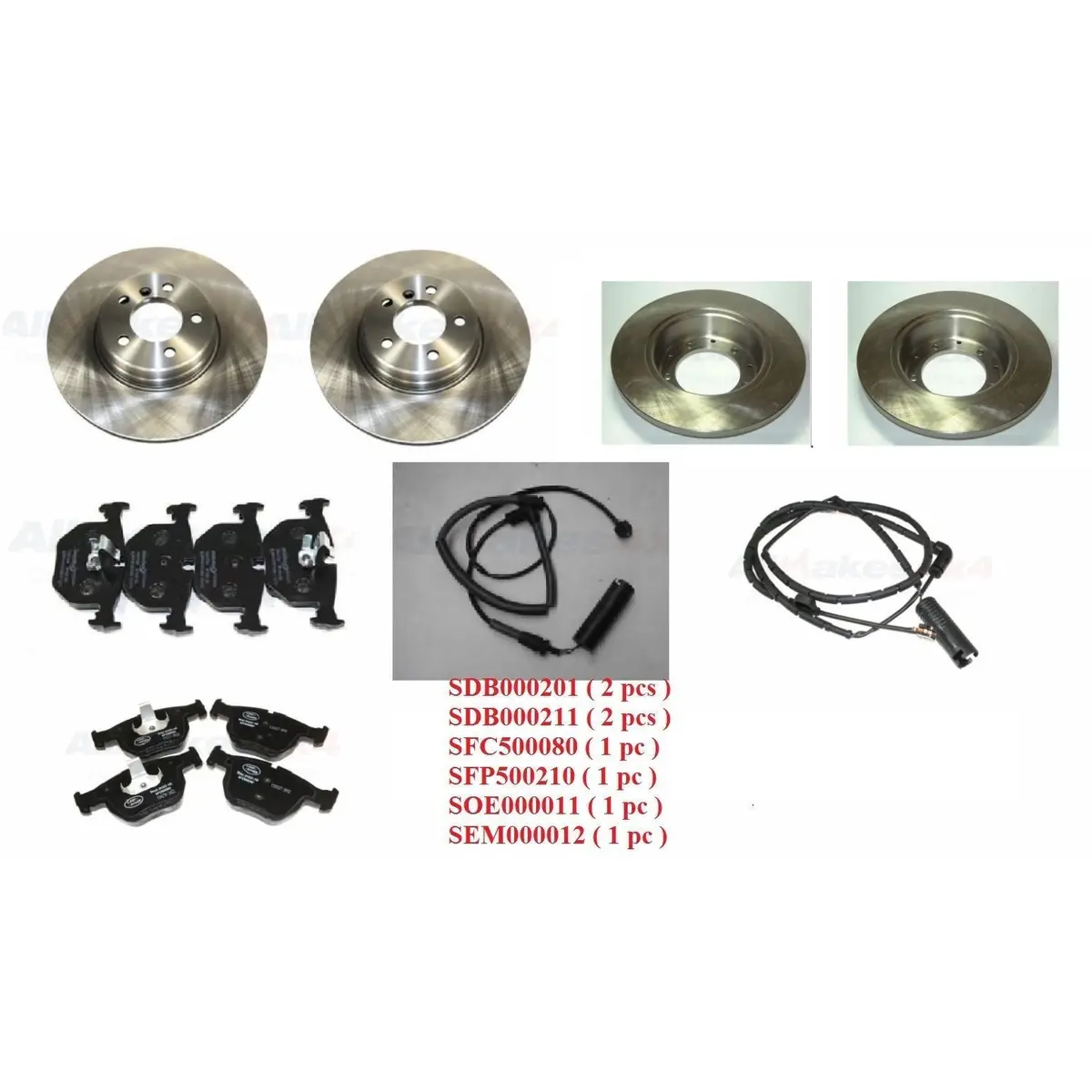 Front Rear Brake Rotor Disc Kit Pads & Sensors 1