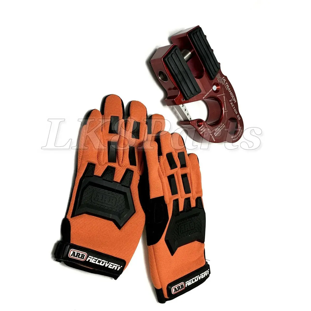Factor 55 Red Ultrahook Winch Hook & Arb Gloves Kit For Up To 3/8" Winch Rope 1