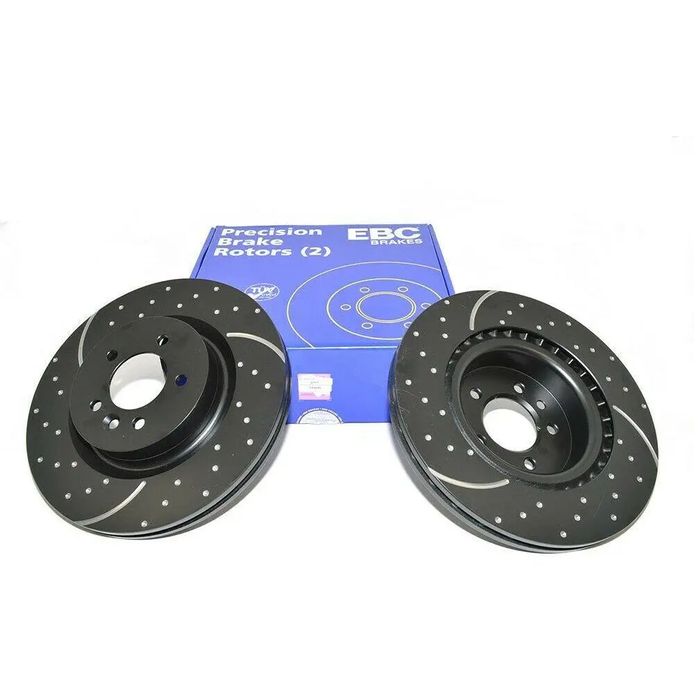 Front Slotted / Grooved Brake Discs Pair Ebc 1