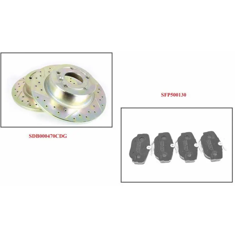 Drilled Rear Brake Rotor Disc + Pads Set 1