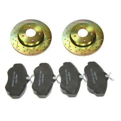 Terrafirma Front Cross Drilled  Brake Discs & Pads Set Disc Kit 1