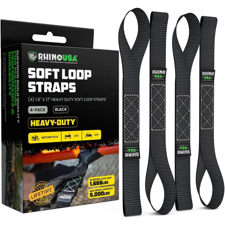 Rhino Usa Soft Loops Motorcycle Tie-Down Set 4-Pack Black | Soft4pack-Blk 1