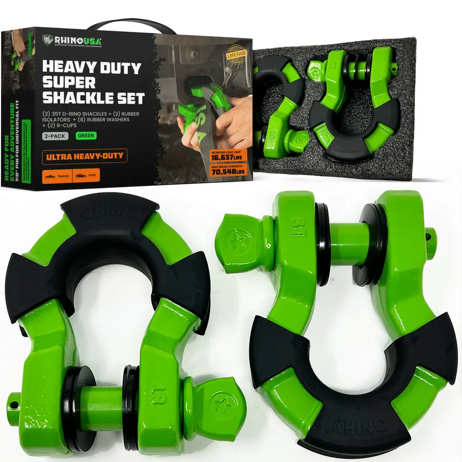 Rhino Usa 8T Super Shackle 2-Pack (Green) | Supershack-Grn 1