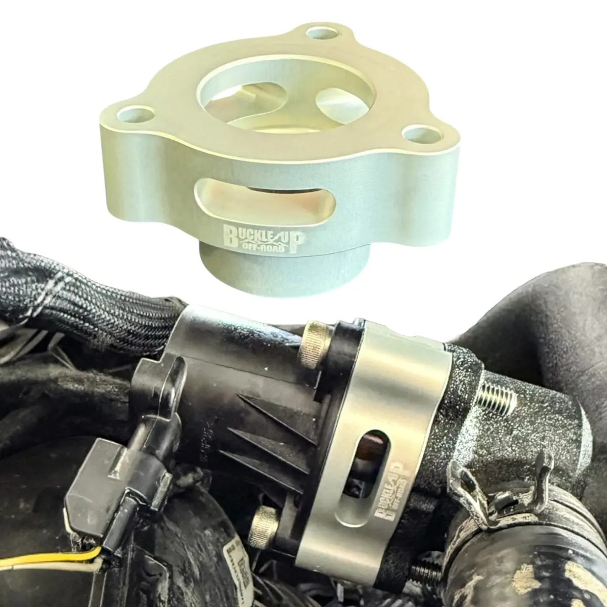 Buckle Up Off-Road Silver Blow Off Valve Adaptor Spacer For Ford Bronco, Bronco Raptor, Ranger Raptor & More | Usa Made 1