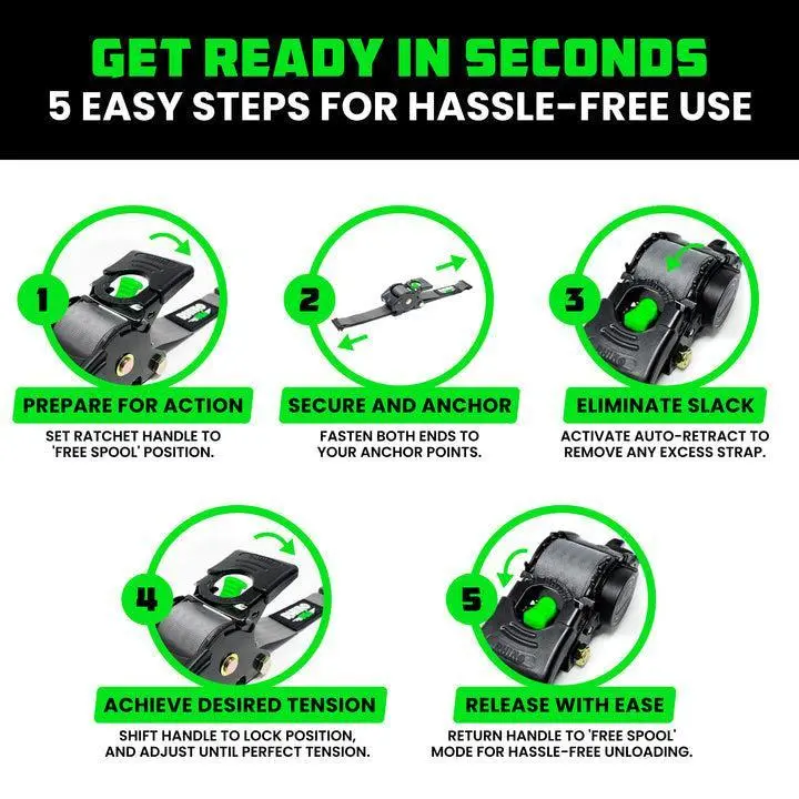 Rhino Usa Retractable E-Track Ratchet Straps (2 Pack, 2Inx10ft) (Gray) | Td-Rsre2x10-Etrk-Gry 2