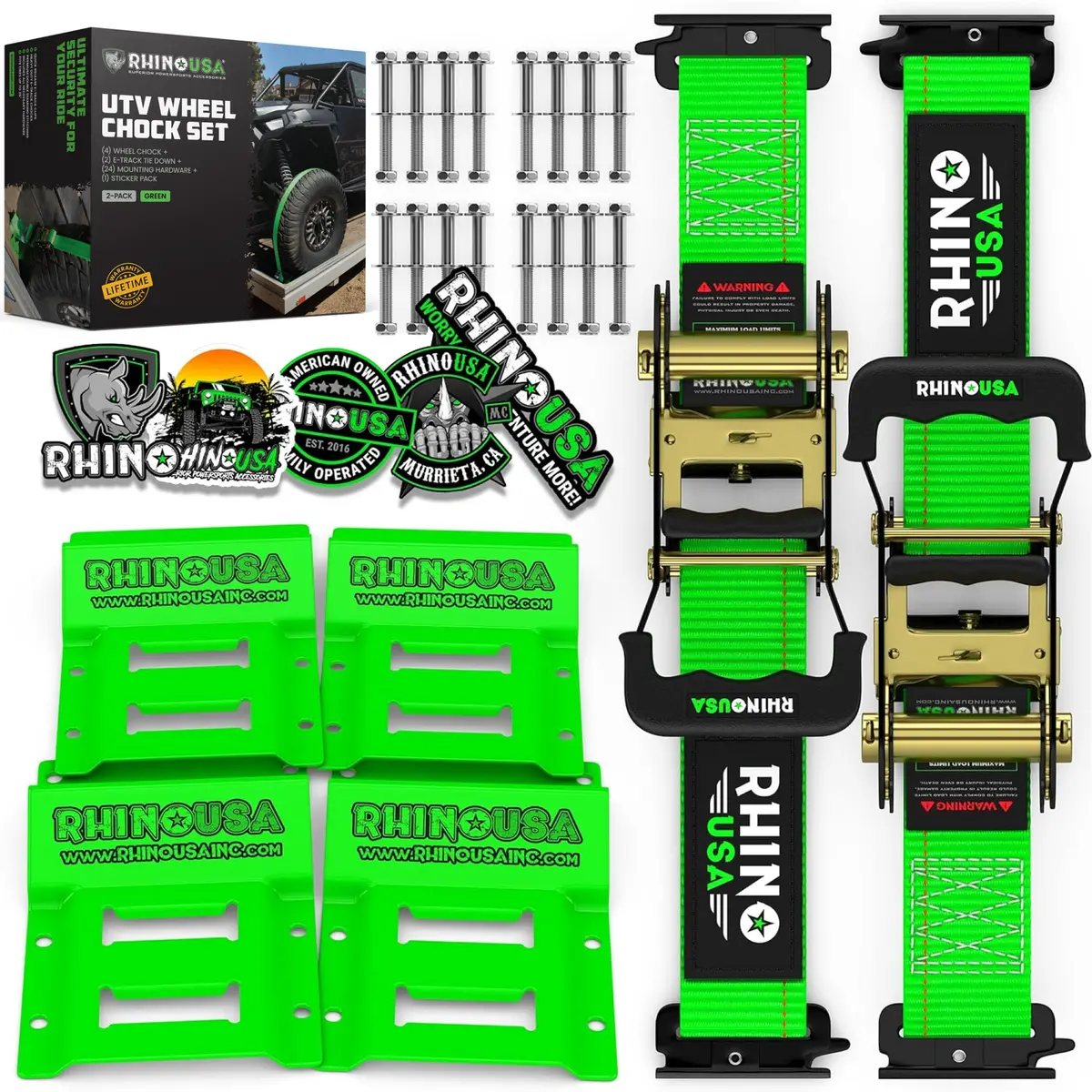 Rhino Usa Utv Wheel Chock Tie-Down Kit (4-Wheel Kit) (Green) | Rno-Chockset-2Pk 1