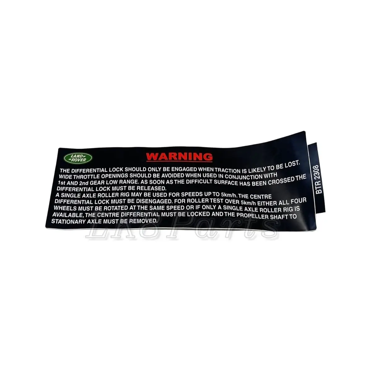 Warning Decal Centre Differential Lock Sticker 1