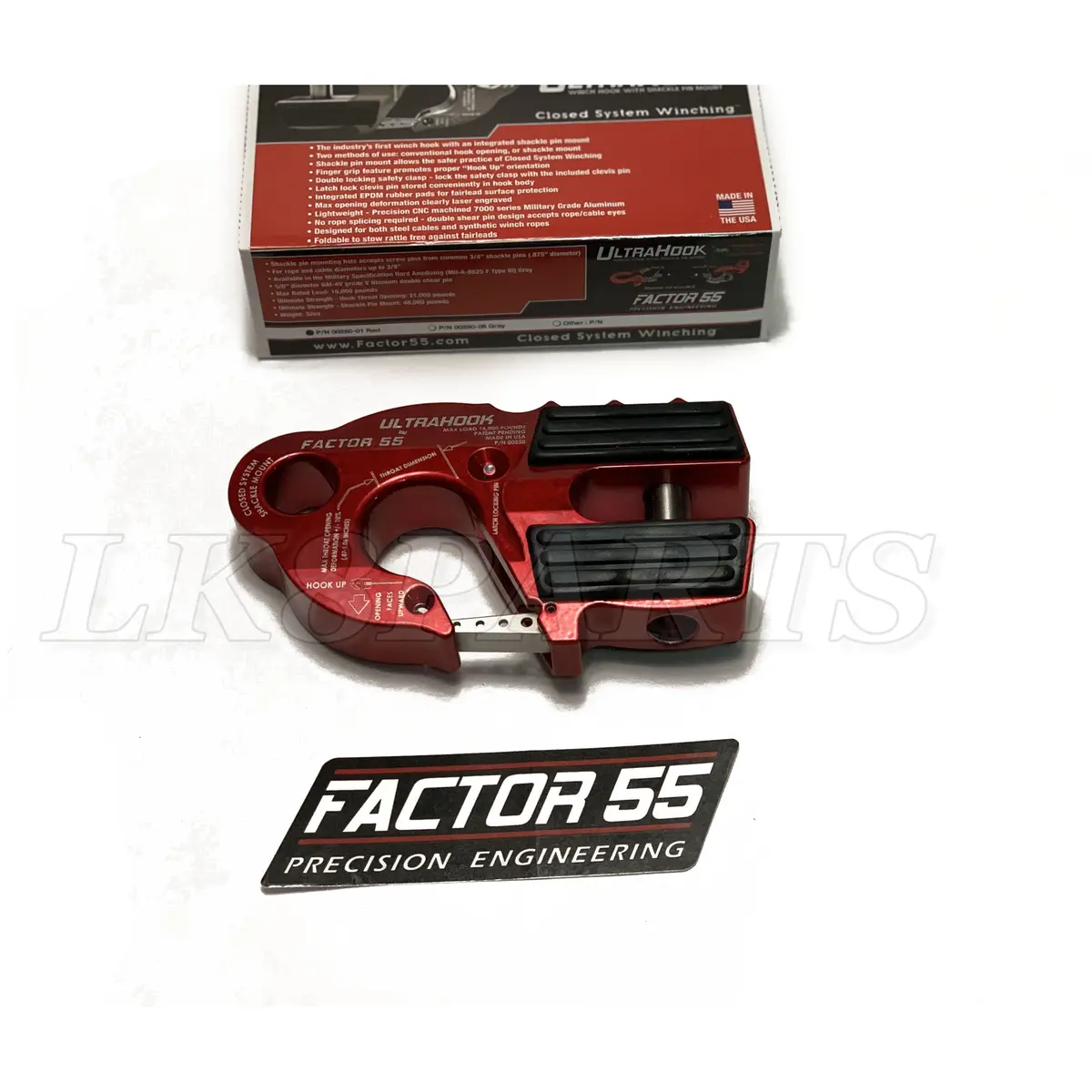 Factor 55 Red Ultrahook Winch Hook For Up To 3/8" Winch Cable Or Synthetic Rope 1