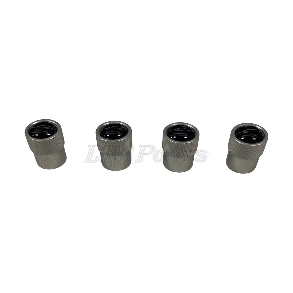 Black + Silver Tire Wheel Valve Stem Caps Genuine 1