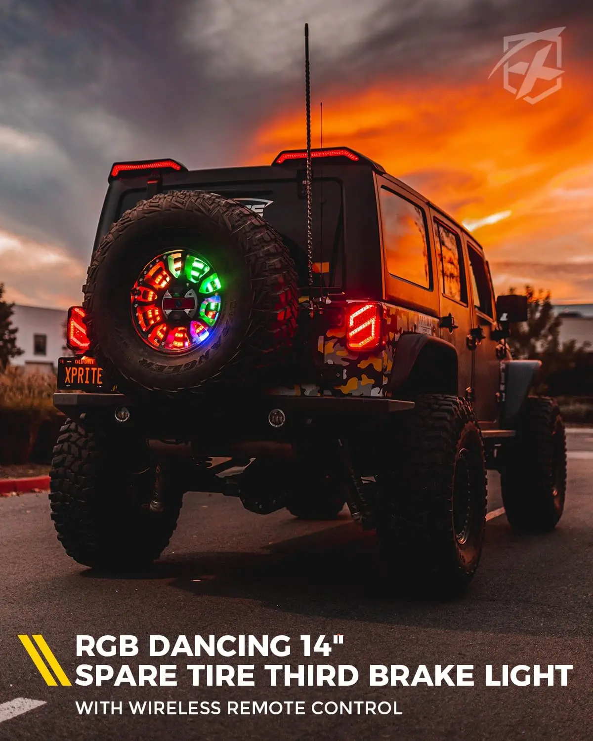 Xprite Rgb Spare Tire Brake Light - Dual Ring Rear Wheel Light Compatible With 2007-2018 Jeep Wrangler Jk Jku 1